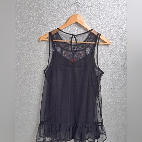 LC Lauren Conrad Sheer Embroidered Tunic/Blouse With Cami Size S - Picture 3 of 5